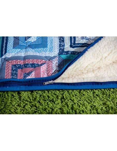 Saco de dormir de pura lana virgen de cordero y tela patchwork